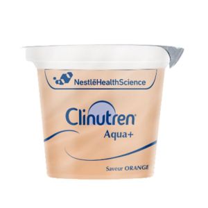 CLINUTREN Aqua + Orange - Eau Gélifiée Aromatisée - Troubles de la Déglutition - 4x Cup/125g