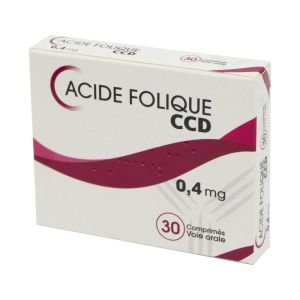 Acide Folique CCD 0,4 mg, 30 comprimés