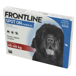 FRONTLINE SPOT ON Chien XL (40 à 60kg) 4 Pipettes de 4.02ml, Anti Parasitaires (Puces, Tiques, Poux)