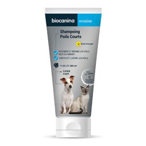 BIOCANINA Hygiène Shampoing Poils Courts Secs et Abîmés - Chien, Chat - Huile d' Onagre - T/200ml