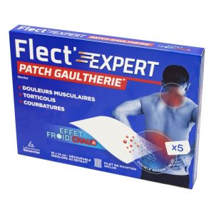 FLECT'EXPERT 5 Patchs Gaulthérie 10 x 14cm - Effet Froid Immédiat puis Effet Chaud