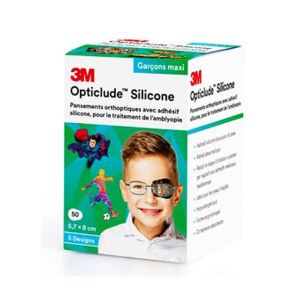 OPTICLUDE SILICONE Maxi Garçons 50 Pansements 5.7 x 8cm - 5 Designs