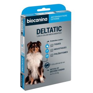 BIOCANINA - Deltatic, Antiparasitaire - 1,056g Collier Médicamenteux de 60 cm - Petits et Moyens chiens de 0 à 25 Kg