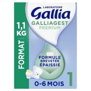 GALLIAGEST 1 Premium - Formule brevetée épaissie à l'amidon - Lait en poudre 0/6 mois - Bte/ 2x550g