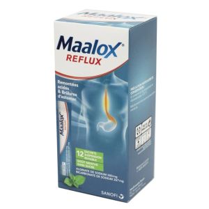Maalox Reflux Menthe suspension buvable, sans sucre - 12 sachets
