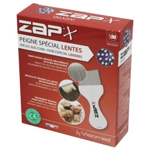 ZAP X VM-X200 - Peigne Spécial Lentes en Métal avec Dents Micro Dentées Hélicoïdales - Bte/1 - VISIO