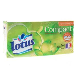 LOTUS COMPACT Mouchoir Doux - Idéal pour l' Extérieur, Sac à Main, Poche, Voiture - 6 Paquets de 8 M