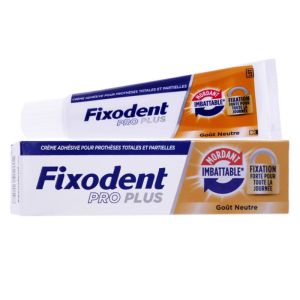 PROCTER &  GAMBLE - Fixodent pro plus - Crème adhésive pour prothèse totale et partielle - Mordant imbattable - Goût neutre