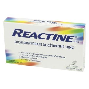 Reactine ( ex Actifed Allergie) Cétirizine 10 mg, 7 comprimés pelliculés sécables