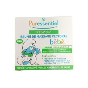 PURESSENTIEL BIO RESP OK Baume de Massage Pectoral Bébé 30ml - Dès les Premiers Froids