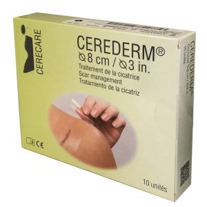 CEREDERM Couronne Ø 8cm - 10 Pansements Siliconés Adhésifs - Soin des Cicatrices