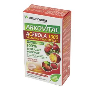 ARKOVITAL ACEROLA 1000 Complément Alimentaire Tonique à l'Acérola - Boîte/30 Comprimés à Croquer
