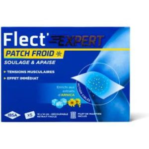 IBSA - Flect'Expert - Patch froid - Soulage & Apaise - 5 patchs 10 x 14 cm découpage - Enrichi aux extraits d'Arnica
