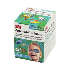 OPTICLUDE SILICONE Mini Garçons 50 Pansements 5 x 6cm - 5 Designs