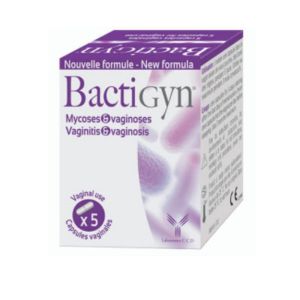 BACTIGYN 5 Capsules Vaginales - Souches Probiotiques pour Flore Vaginale (Mycoses, Vaginose)