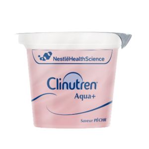 CLINUTREN Aqua + Pêche - Eau Gélifiée Aromatisée - Troubles de la Déglutition - 4x Cup/125g