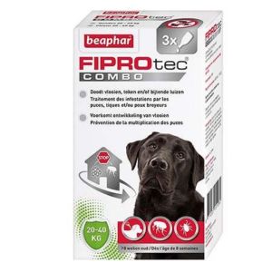 FIPROTEC COMBO Grand Chien 20 à 40kg 3 Pipettes de 2.68ml - Spot On Antiparasitaire