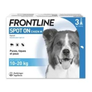 FRONTLINE SPOT ON Chien M (10-20KG) 3 pipettes puces, tiques et poux