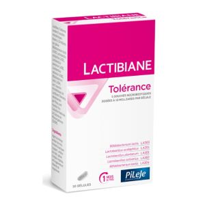 LACTIBIANE Tolérance 30 Gélules - 5 Souches Microbiotiques Concentrées Dosées à 10 Milliards