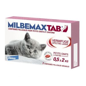 MILBEMAXTAB Chatons et Petits Chats de 0.5 à 2kg - Vermifuge Interne Spectre Large - Bte/2 Comprimés