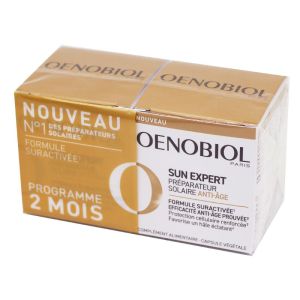 OENOBIOL SUN EXPERT Préparateur Solaire Anti-Age Lot de 2x 30 Capsules - Protection Cellulaire Renforcée, Favorise un Hâle Eclatant