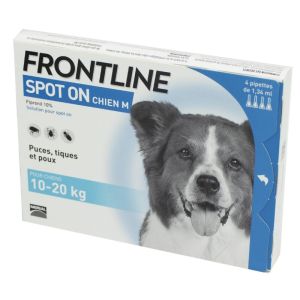 FRONTLINE SPOT ON Chien M (10 à 20kg) 4 Pipettes de 1.34ml - Anti Parasitaires (Puces, Tiques, Poux)