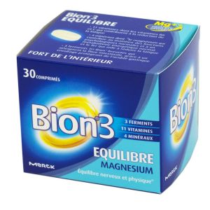 BION 3 EQUILIBRE MAGNESIUM 30 Comprimés - Multi-Vitamines Probiotiques - Equilibre Nerveux et Physique
