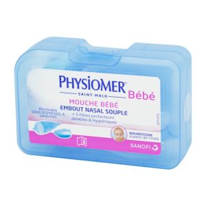 PHYSIOMER Mouche-Bébé à Embout Nasal Souple + 5 Filtres Protecteurs Jetables