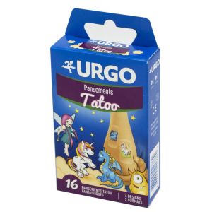 URGO 16 Pansements Enfant Tatoo Fantastique - 2 Formats - 4 Designs