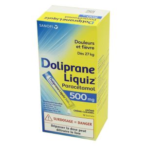 DolipraneLiquiz Paracétamol 500 mg suspension buvable - 12 sachets