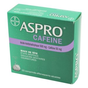 Aspro Caféiné, 20 comprimés effervescents sécables