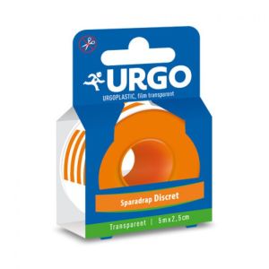 URGO URGOPLASTIC Sparadrap Discret Transparent Hypoallergénique Micro Perforé - 1 Rouleau de 5 m x 2