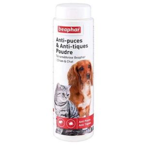 BEAPHAR ANTI-PUCES ET ANTI-TIQUES Poudre Tétraméthrine 150g - Chiens et Chats Dès 2 Mois