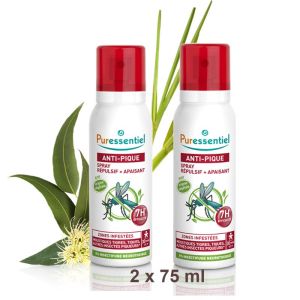 PURESSENTIEL ANTI-PIQUE Lot de 2 Spray Répulsif et Apaisant 2x 75ml - Zones Infestées