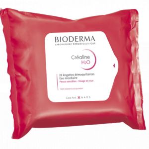 BIODERMA Créaline H2O Lingettes Démaquillantes - Imprégnées de Solution Eau Micellaire sans Rinçage