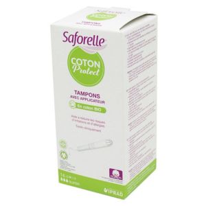 SAFORELLE Coton Protect 14 Tampons SUPER avec Applicateur en Coton Bio - Hygiène Féminine