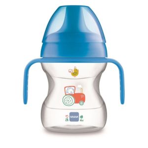 MAM Tasse d'apprentissage 190ml Bleu - Biberon Learn to Drink Cup 6 Mois et + avec Poignée - 1 Unité