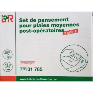 Set de Pansement pour Plaies Moyennes Post Opératoires Suturées non Infectées - Set de Permettant 3