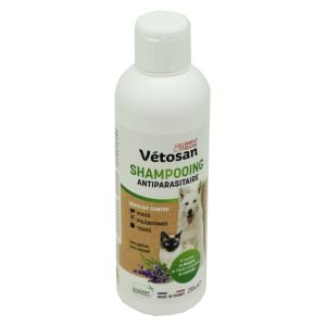 VETOSAN Shampooing Anti-parasitaire 200ml - Chat, Chien - Hygiène du Pelage - Puces, Phlébotomes, Tiques