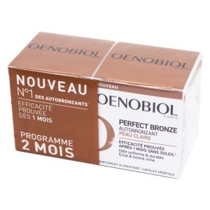 OENOBIOL PERFECT BRONZE Autobronzant Peau Claire Lot de 2x 30 Capsules - Préparateur Solaire, Perfecteur de Bronzage