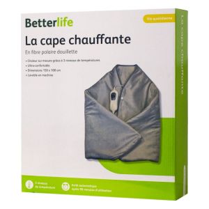 BETTERLIFE la Cape Chauffante en Fibre Polaire - Télécommande avec 3 Niveaux de Température - Bte/1