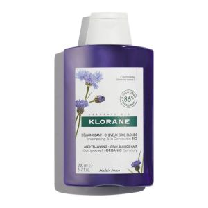 KLORANE CENTAUREE Shampooing Déjaunissant pour Cheveux Blancs ou Gris - Fl/200 ml