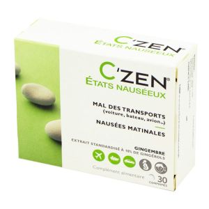 C'ZEN Etats Nauséeux 30 Comprimés - Grossesse, Mal des Transports, Excès Alimentaire