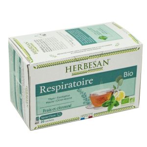 HERBESAN BIO RESPIRATOIRE 20 Sachets de 1.5g - Thym, Eucalyptus, Mauve, Citron Ecorce