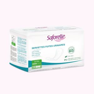 SAFORELLE BIO 10 Serviettes Fuites Urinaires EXTRA - Anti-Fuites, Anti-Humidité, Anti-Odeurs