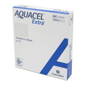 AQUACEL Extra 15 x 13.5 cm - Pansement Absorbant HydroFiber Stérile - Fibres de Renfort - Bte/10