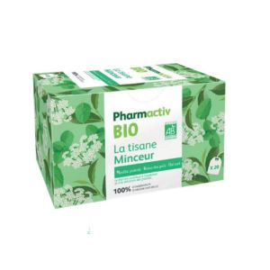 PHARMACTIV BIO La Tisane MINCEUR 20 Sachets - Menthe Poivrée, Reine des Près, Thé Vert