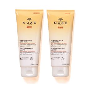 NUXE SUN Shampooing Douche Après Soleil Lot de 2x 200ml - Rafraîchit et Elimine Filtres UV, Sel, Chlore et Sable