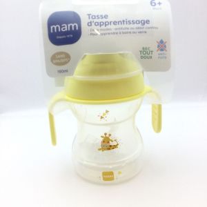 MAM Tasse d'apprentissage 190ml Jaune - Biberon Learn to Drink Cup 6 Mois et+ avec Poignée - 1 Unité