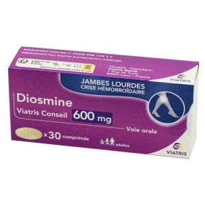 Diosmine Mylan 600 mg, 30 comprimés